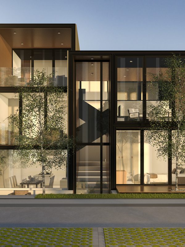 3d rendering black loft modern house in summer image alt
